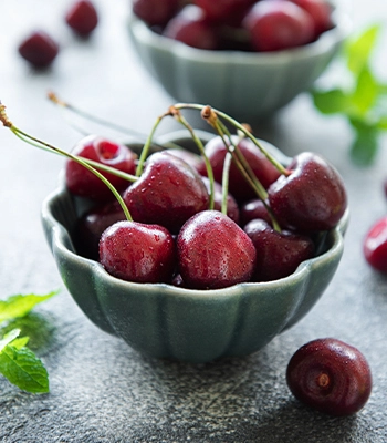 Sweet red cherries freshly picked.