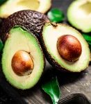 Close-up of fresh green avocados from Colombia.